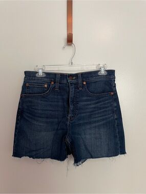 Madewell High Rise Dark Denim Cutoff Shorts - Raw Edge